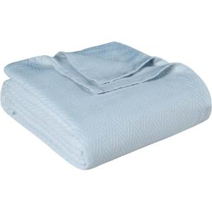 Superior Metro All-Season Cotton Blanket, Woven Blanket for Couch, Bed, Bedding, Farmhouse, Home Essentials, Cute and Cozy Bohemian Blankets, Herringbone Weave, Throw Size, Light Blue(Light Blue)