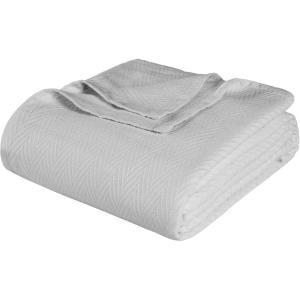 Superior Metro All-Season Cotton Blanket, Woven Blanket for Couch, Bed, Bedding, Farmhouse, Home Essentials, Cute and Cozy Bohemian Blankets, Herringbone Weave, Throw Size, Light Blue(Silver)