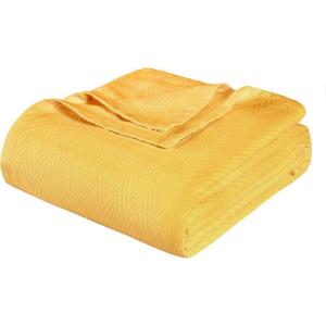 Superior Metro All-Season Cotton Blanket, Woven Blanket for Couch, Bed, Bedding, Farmhouse, Home Essentials, Cute and Cozy Bohemian Blankets, Herringbone Weave, Throw Size, Light Blue(Gold)