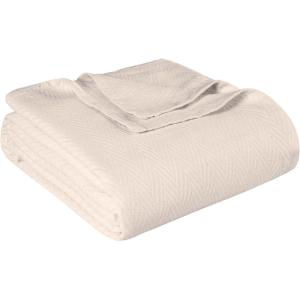 Superior Metro All-Season Cotton Blanket, Woven Blanket for Couch, Bed, Bedding, Farmhouse, Home Essentials, Cute and Cozy Bohemian Blankets, Herringbone Weave, Throw Size, Light Blue(Ivory)