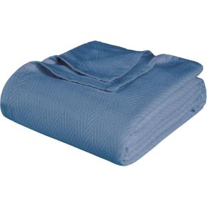 Superior Metro All-Season Cotton Blanket, Woven Blanket for Couch, Bed, Bedding, Farmhouse, Home Essentials, Cute and Cozy Bohemian Blankets, Herringbone Weave, Throw Size, Light Blue(Denim Blue)