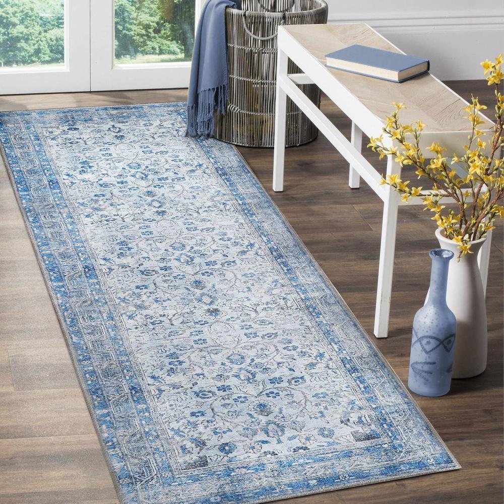imageSuperior Indoor Area Rug for Living Room Bedroom KitchenDining Office Unique Cotton Backed Rugs Boho Distressed Floral Home Floor Decor Athena Collection 3 6 x 5 6 Baby BlueAnwen  French Blue