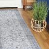 Superior Indoor Area Rug for Living Room, Bedroom, Kitchen/Dining, Office, Unique, Cotton Backed Rugs, Boho Distressed Floral Home Floor Decor, Athena Collection, 3′ 6″ x 5′ 6″, Baby Blue(Anwen – Charcoal)