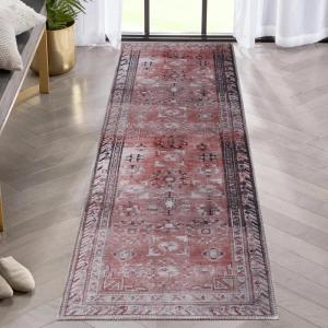 Superior Indoor Area Rug for Living Room, Bedroom, Kitchen/Dining, Office, Unique, Cotton Backed Rugs, Boho Distressed Floral Home Floor Decor, Athena Collection, 3′ 6″ x 5′ 6″, Baby Blue(Simcha – Mulberry)