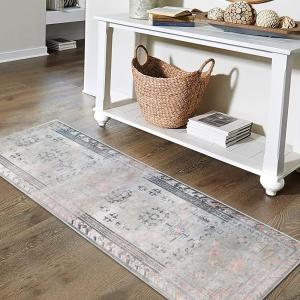 Superior Indoor Area Rug for Living Room, Bedroom, Kitchen/Dining, Office, Unique, Cotton Backed Rugs, Boho Distressed Floral Home Floor Decor, Athena Collection, 3′ 6″ x 5′ 6″, Baby Blue(Simcha – Mossy Oak)
