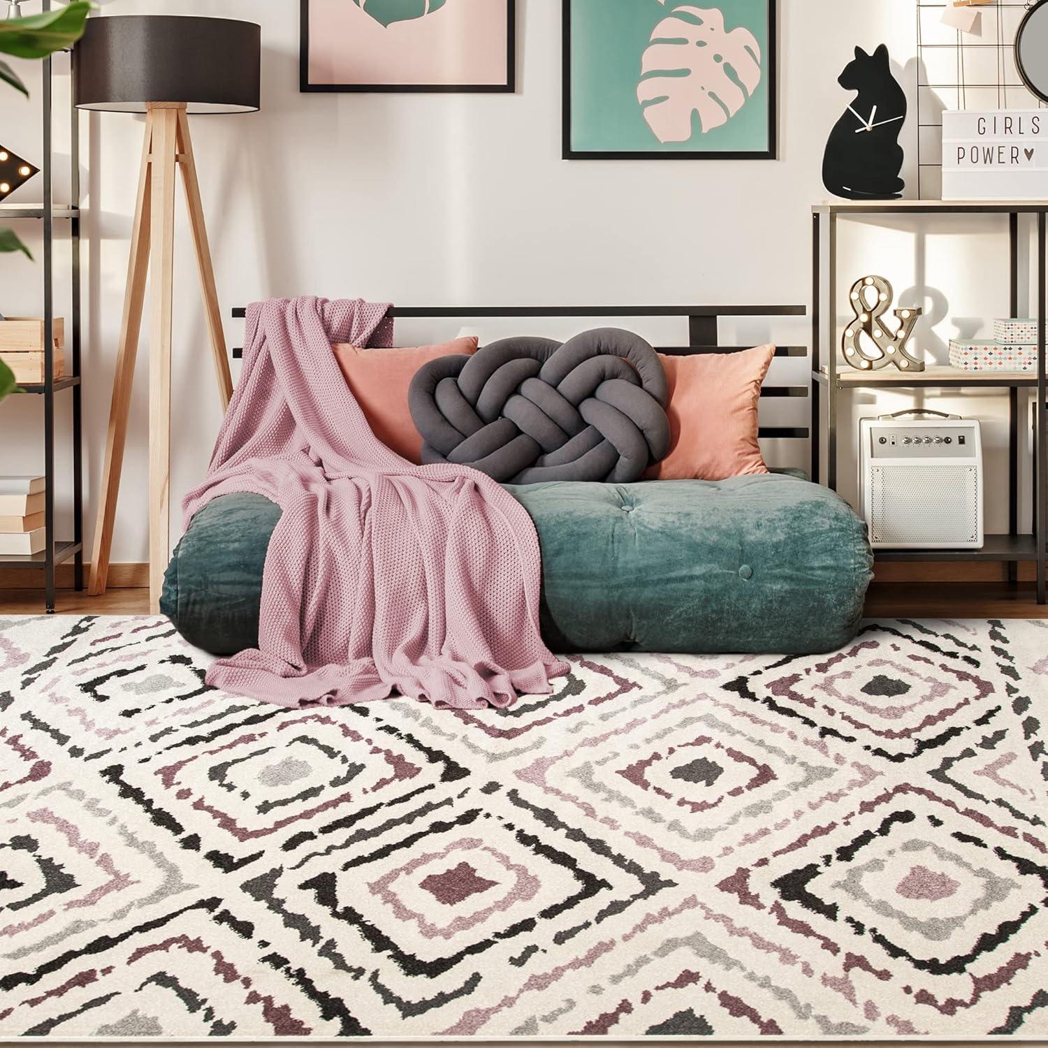 imageSUPERIOR Sahara Indoor Area Rug Home Decor for Living Room Kitchen Bedroom Entryway Dining Office Dorm Hardwood Floor Throw  5ft x 8ft SorbetSorbet