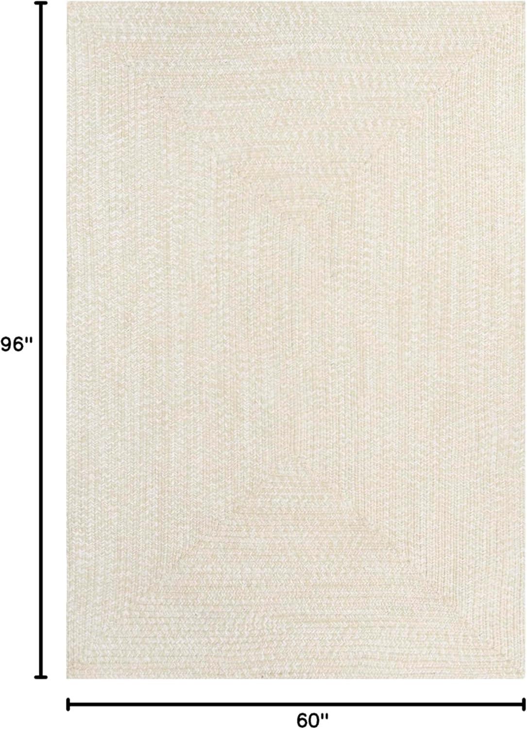 imageSuperior Indoor Outdoor Braided Area Rug Reversible DualTone Home Floor Decor for Kitchen Entryway Patio Front Porch Deck Modern Boho Farmhouse Style 5 x 8 Oval CreamWhite