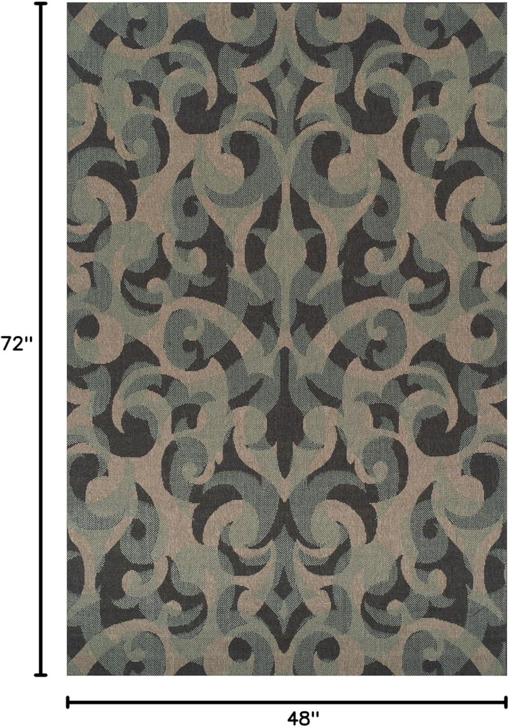 imageSuperior Indoor Outdoor Small Area Rug Contemporary Home Floor Decor Patio Entryway Porch Kitchen Dining Room Living Office Jute Backed Aldaine Collection 4 x 6 Teal