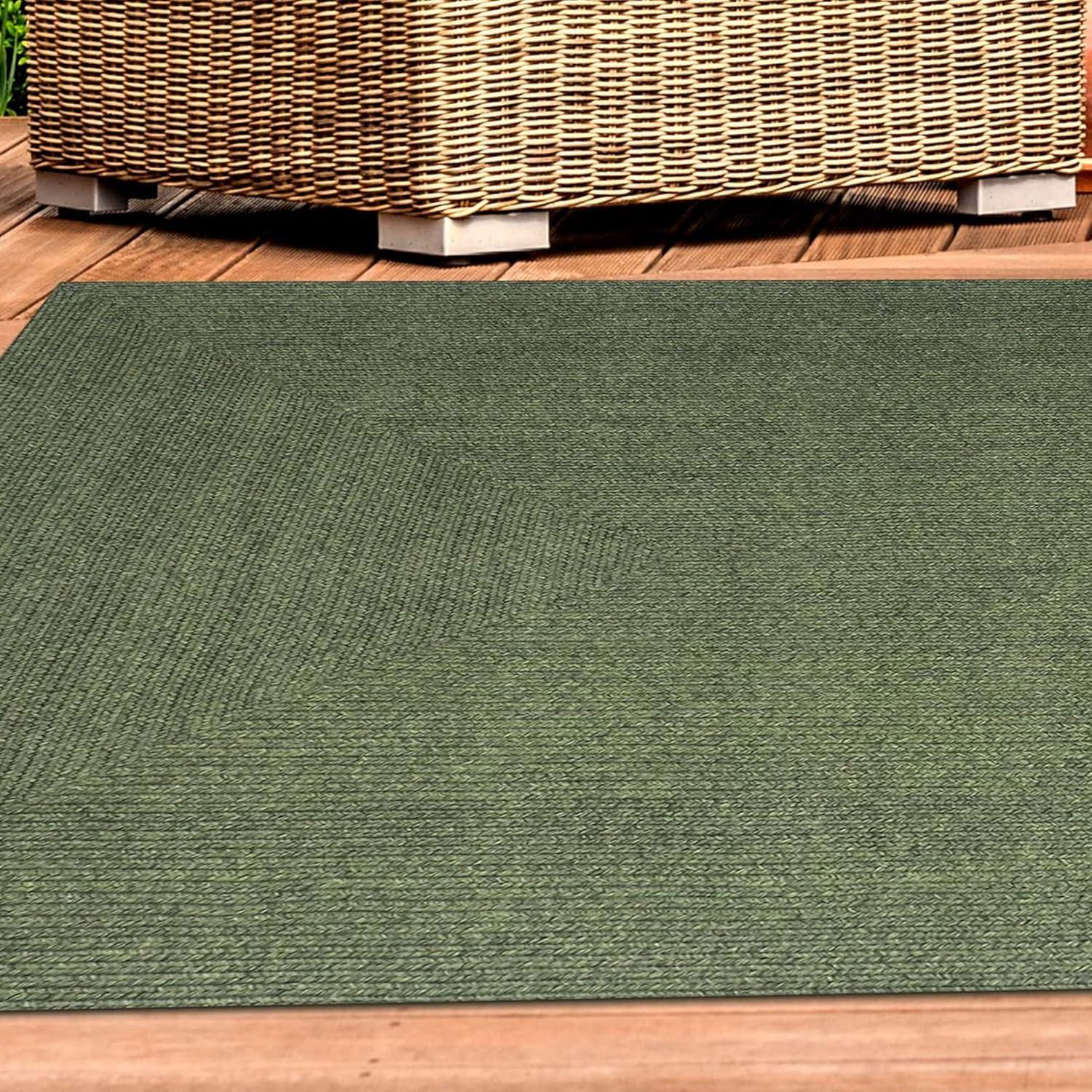 imageSuperior IndoorOutdoor Area Rug Reversible Braided Floor Decor for Living Room Kitchen Patio Front Porch Modern Boho Farmhouse Rugs Hardwood Bedroom Accessories 4 x 6 Green