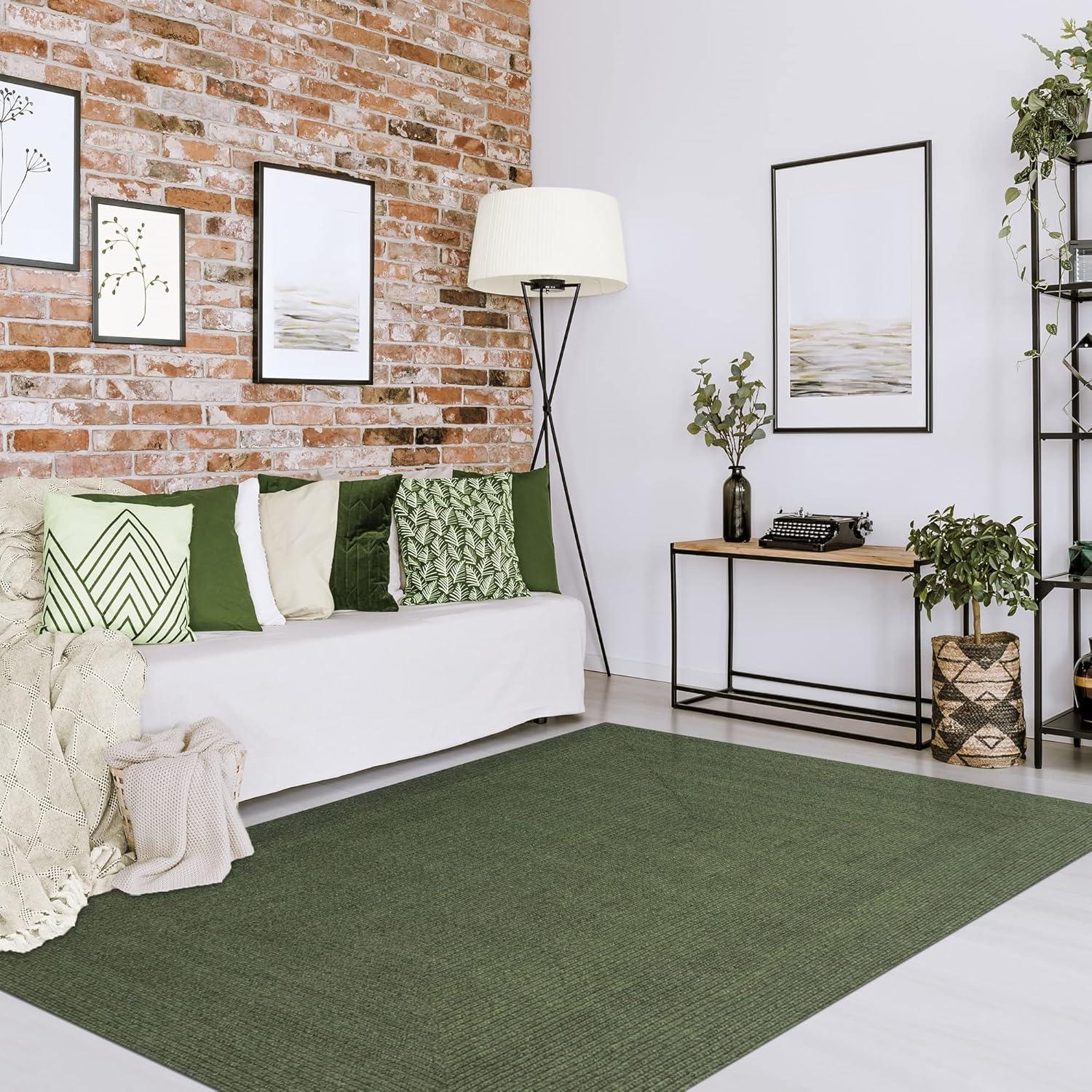 imageSuperior IndoorOutdoor Area Rug Reversible Braided Floor Decor for Living Room Kitchen Patio Front Porch Modern Boho Farmhouse Rugs Hardwood Bedroom Accessories 4 x 6 Green