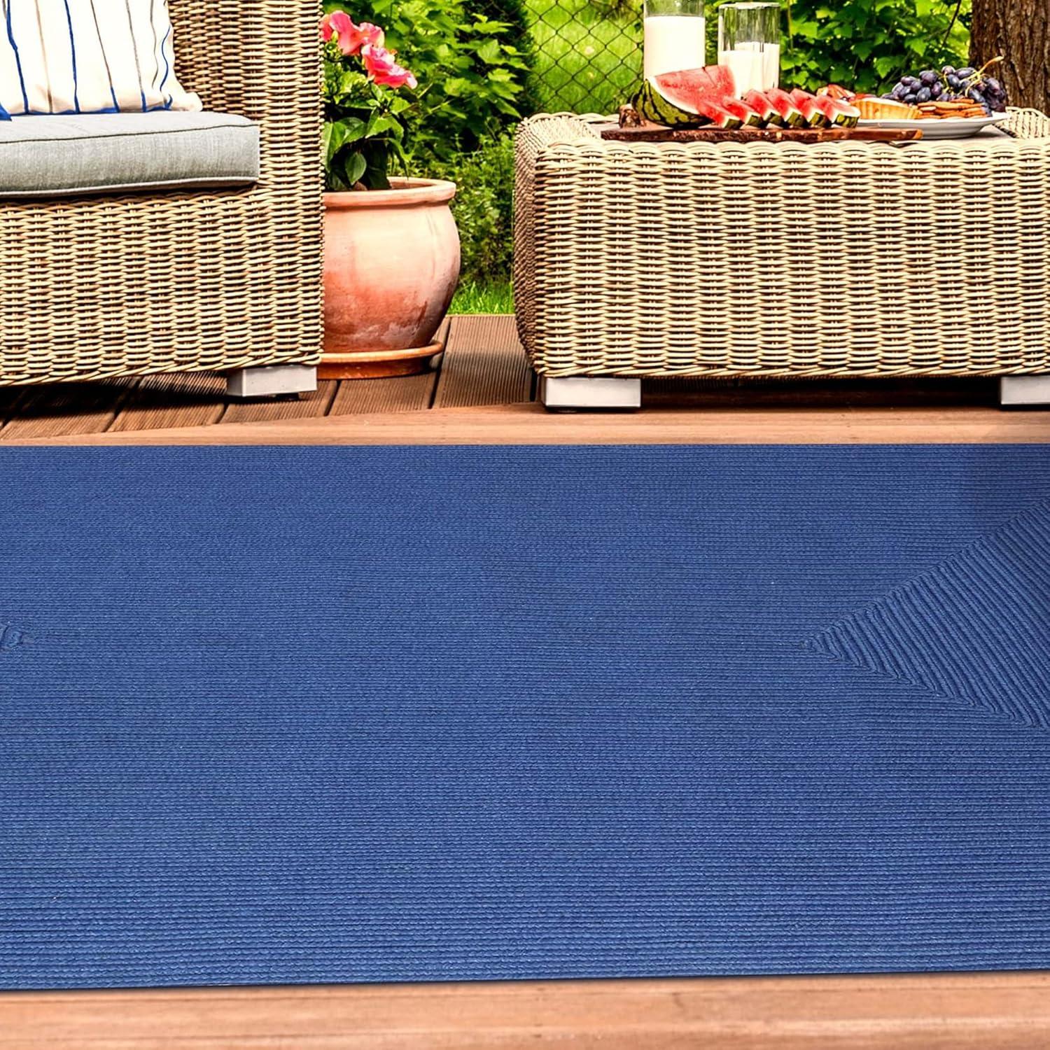 imageSuperior IndoorOutdoor Area Rug Reversible Braided Floor Decor for Living Room Kitchen Patio Front Porch Modern Boho Farmhouse Rugs Hardwood Bedroom Accessories 3 x 5 Denim Blue