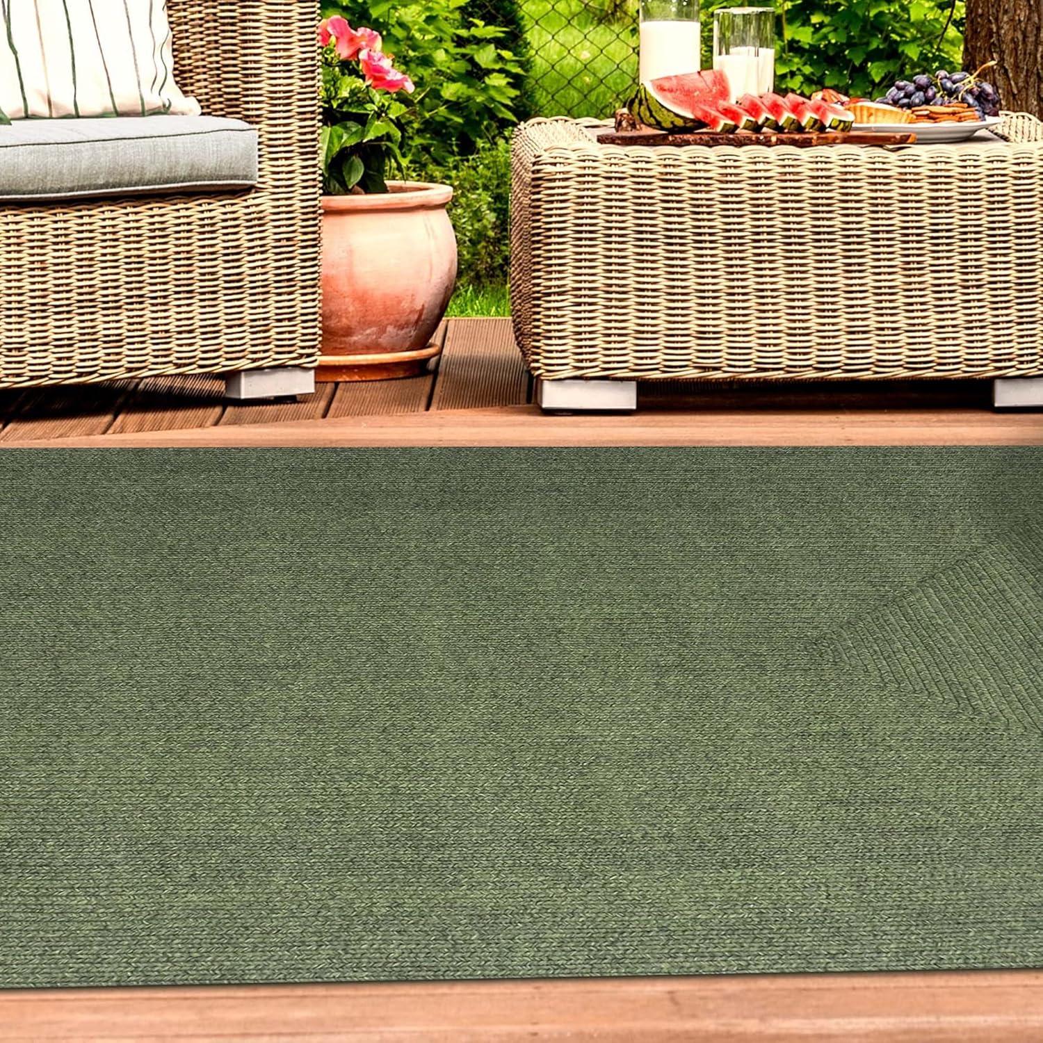 imageSuperior IndoorOutdoor Area Rug Reversible Braided Floor Decor for Living Room Kitchen Patio Front Porch Modern Boho Farmhouse Rugs Hardwood Bedroom Accessories 5 x 8 Green