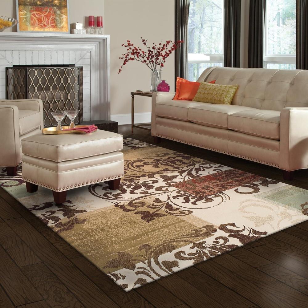 imageSuperior Aspatria Geometric Scroll Indoor Area Rug for Living Room Bedroom Office Kitchen Dining Washable Rugs Jute Backing Seraphina Collection 8 x 10 IvoryMulticolored