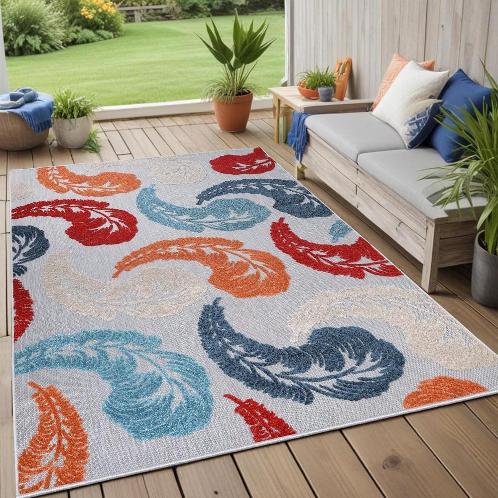 imageSuperior Feather Indoor Outdoor Area Rug Perfect for Patio Poolside Deck Backyard Playroom Kitchen Dining Room Mudroom Modern Bohemian Floor Cover 8 x 10 Multicolor