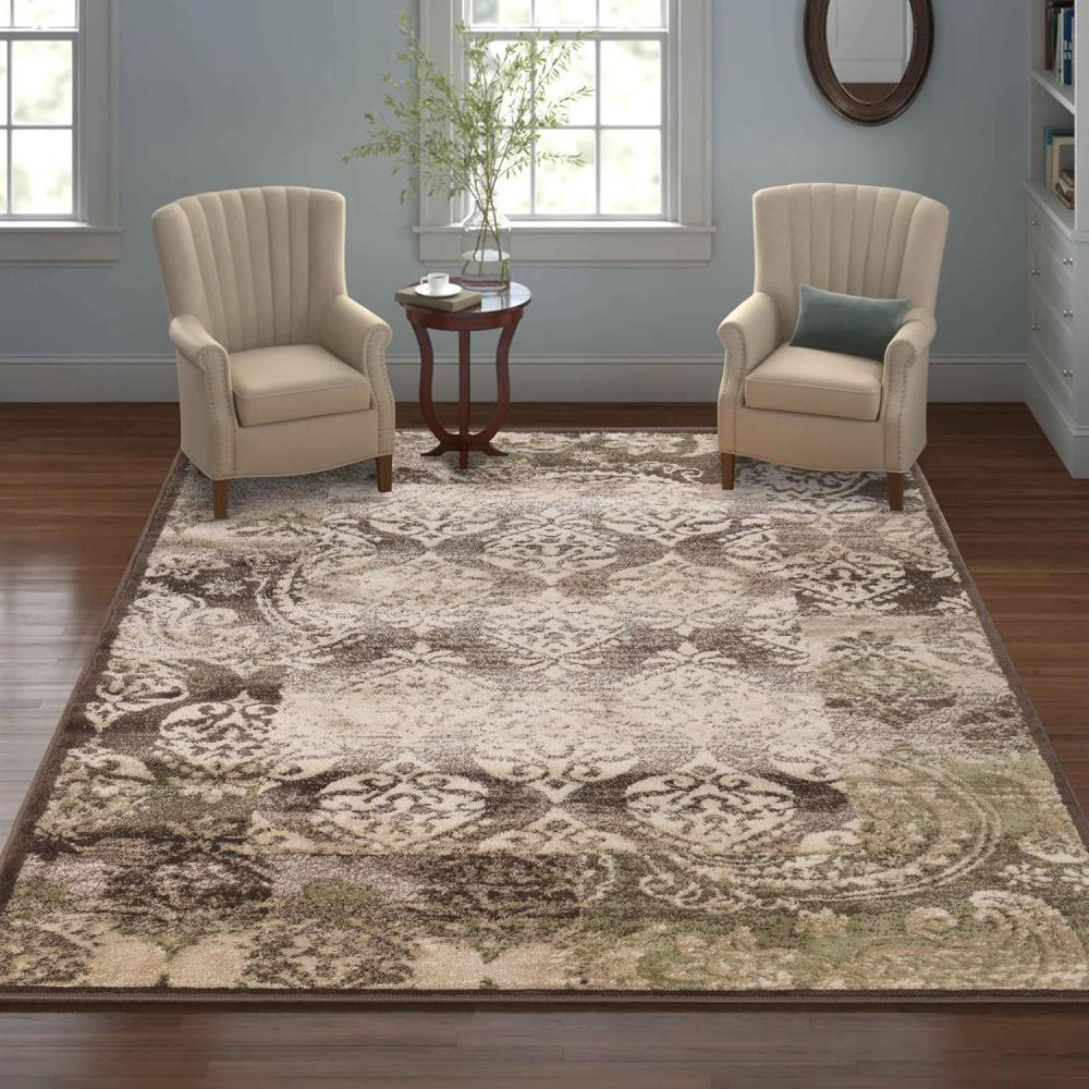 imageSuperior Indoor Area Rug Jute Backing Geometric Paisley Floor Decor for Office Living Room Dining Kitchen Floors Bedroom Entryway Modern Rugs Mystique Collection 4 x 6 Brown