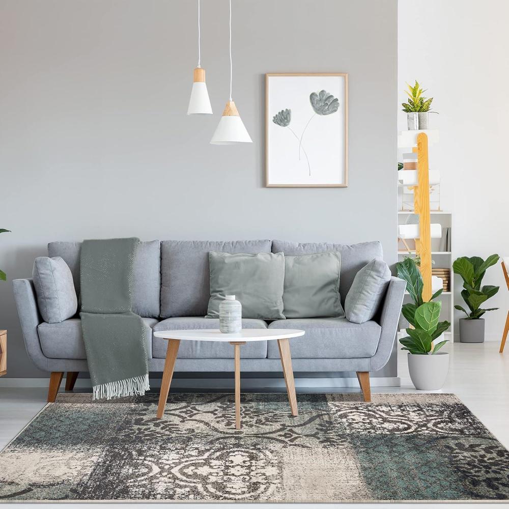 imageSuperior Indoor Area Rug Jute Backing Plush Geometric Rugs for Entryway Living Room Kitchen Floors Bedroom Office Floor Cover Floral Patchwork Rugs Bristol Collection 8 x 10 RivuletRivulet  Z