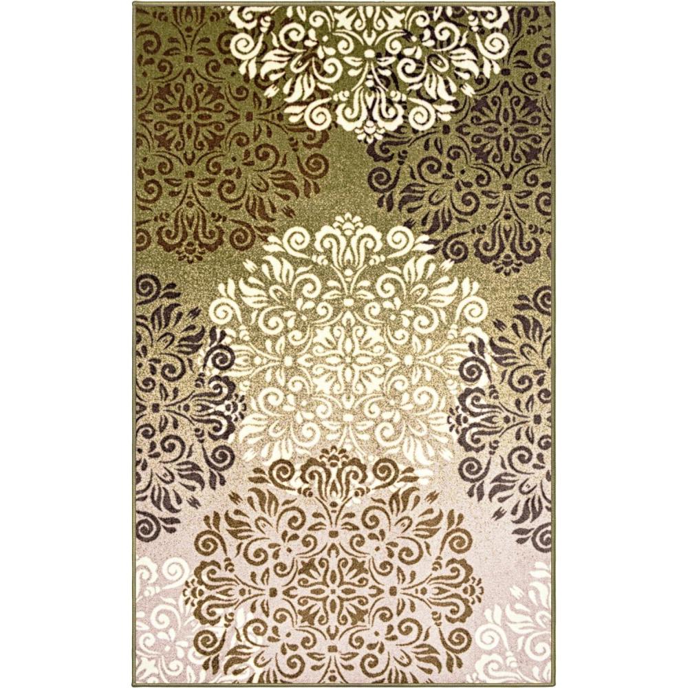 imageSuperior Indoor Area Rug McPherson Classic Damask Rug for Living Room Bedroom Office Kitchen Dining Washable Rugs Foam Backing Hedena Collection 4 x 6 Beige4 x 6