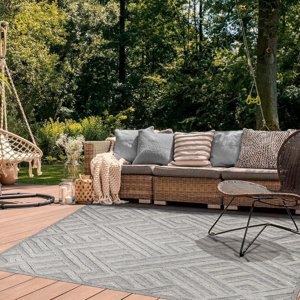 imageSuperior Indoor Outdoor Area Rug Floor Decor Perfect for Patio Pool Deck Kitchen Family Entryway Playroom Modern Geometric Abstract Rugs Wynn Collection 6 x 8 10 Charcoal