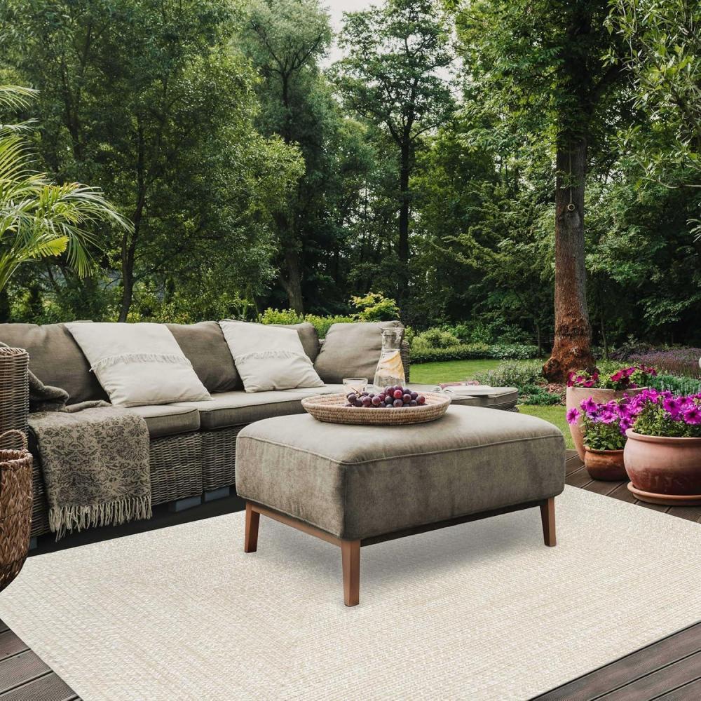 imageSuperior Indoor Outdoor Braided Area Rug Reversible DualTone Home Floor Decor for Kitchen Entryway Patio Front Porch Deck Modern Boho Farmhouse Style 5 x 8 Oval CreamWhite
