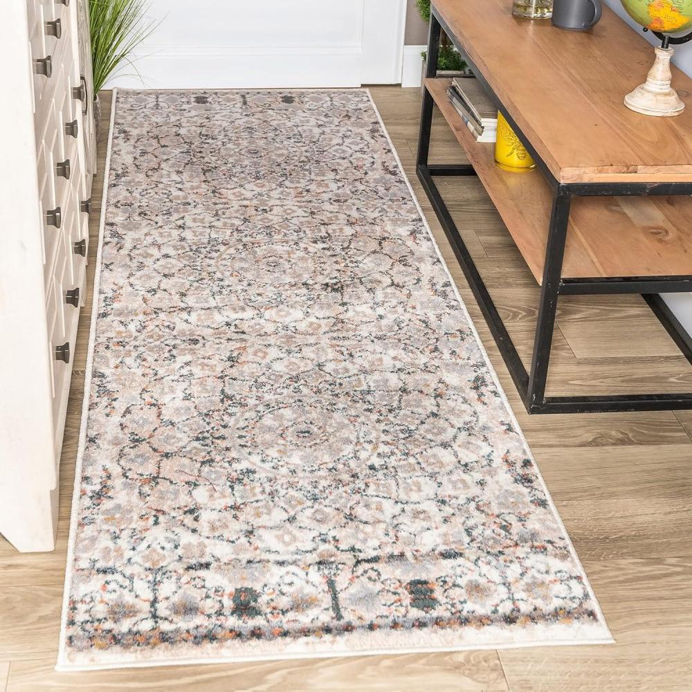 imageSuperior Indoor Small Area Rug Jute Backed Modern Floral Farmhouse Floor Decor Perfect for Hallway Entryway LivingDining Room Bedroom Office Kitchen Amary Collection  8ft x 10ft Grey