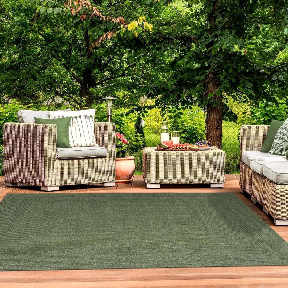 imageSuperior IndoorOutdoor Area Rug Reversible Braided Floor Decor for Living Room Kitchen Patio Front Porch Modern Boho Farmhouse Rugs Hardwood Bedroom Accessories 5 x 8 Green