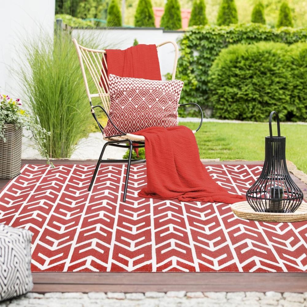 imageSuperior Large Indoor Outdoor Area Rug Modern Thin Striped Pattern Home Decor Patios Entryway Front Porch Deck Hallways Kids Kitchen Floor Throw Kadin Collection 6 x 9 Navy BlueWalvia  Rust
