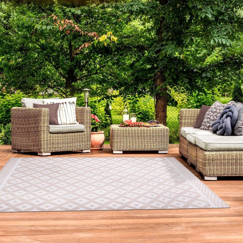 imageSuperior Large Indoor Outdoor Area Rug Modern Thin Striped Pattern Home Decor Patios Entryway Front Porch Deck Hallways Kids Kitchen Floor Throw Kadin Collection 6 x 9 Navy BlueAdalia  Beige