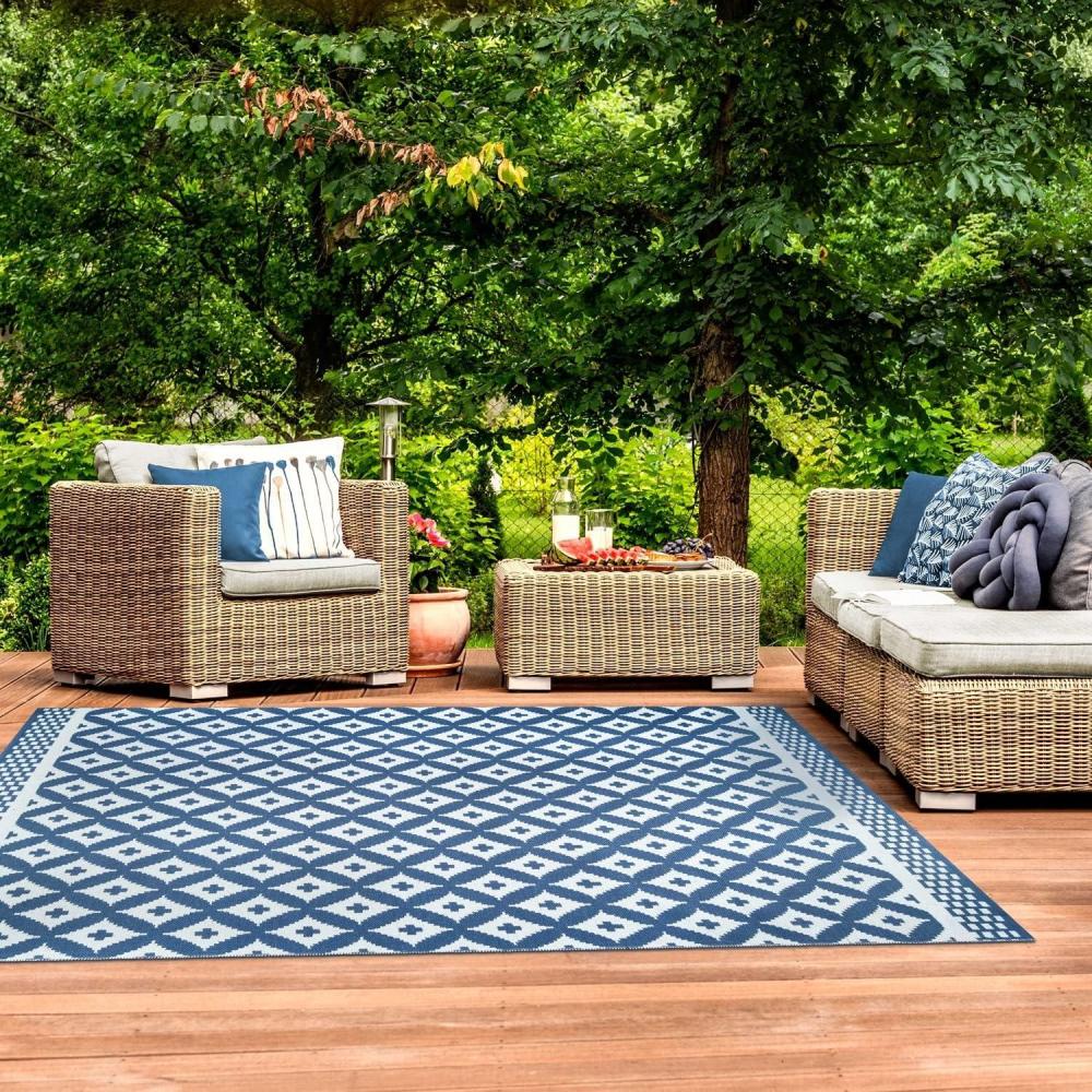 imageSuperior Large Indoor Outdoor Area Rug Modern Thin Striped Pattern Home Decor Patios Entryway Front Porch Deck Hallways Kids Kitchen Floor Throw Kadin Collection 6 x 9 Navy BlueAdalia  Navy