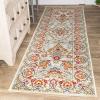 SUPERIOR Indoor Runner Rug Perfect for Hallways, Entryway, Office, Living/Dining Room, Kitchen, Hardwood, Tile, Jute Backed, Floral Paisley Rustic Decor, Jacinda Collection – 8ft x 10ft, Tan(Blue)