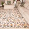 SUPERIOR Indoor Runner Rug Perfect for Hallways, Entryway, Office, Living/Dining Room, Kitchen, Hardwood, Tile, Jute Backed, Floral Paisley Rustic Decor, Jacinda Collection – 8ft x 10ft, Tan(Tan)