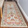SUPERIOR Indoor Runner Rug Perfect for Hallways, Entryway, Office, Living/Dining Room, Kitchen, Hardwood, Tile, Jute Backed, Floral Paisley Rustic Decor, Jacinda Collection – 8ft x 10ft, Tan(Blue)