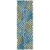 SUPERIOR Waimea Indoor Outdoor Runner Rug, Perfect for Patio, Poolside, Backyard, Playroom, Kitchen, Bedroom, Dining Room, Entryway, Mudroom, Modern Geometric Floor Cover, 2′ 7″ x 8′, Navy Blue-Cream