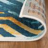 SUPERIOR Waimea Indoor Outdoor Runner Rug, Perfect for Patio, Poolside, Backyard, Playroom, Kitchen, Bedroom, Dining Room, Entryway, Mudroom, Modern Geometric Floor Cover, 2′ 7″ x 8′, Navy Blue-Cream