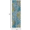 SUPERIOR Waimea Indoor Outdoor Runner Rug, Perfect for Patio, Poolside, Backyard, Playroom, Kitchen, Bedroom, Dining Room, Entryway, Mudroom, Modern Geometric Floor Cover, 2′ 7″ x 8′, Navy Blue-Cream