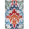 Superior Aldaine Indoor Outdoor Area Rug, Perfect for Patio, Poolside, Backyard, Playroom, Kitchen, Bedroom, Dining Room, Entryway, Mudroom, Vintage Damask Floor Cover, 5′ 6″ x 8′, Multicolor(Multi Color)