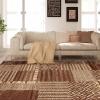 Superior Indoor Area Rug, Jute Backing, Color Block Patchwork Rugs For Entry, Living Room, Kitchen Floors, Bedroom, Office Floor Cover, Diamond Striped Eclectic Rug, Dorset Collection, 8′ x 10′, Taupe