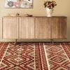 Superior Indoor Area Rug, Jute Backing, Farmhouse Modern Rugs for Entry, Living Room, Kitchen Floors, Bedroom, Office Floor Cover, Geometric Diamond Medallion Rugs, Tampa Collection, 5′ x 8′, Maroon