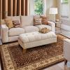Superior Indoor Area Rug, Jute Backing, Vintage Floor Decor for Office, Living Room, Dining, Kitchen Floors, Bedroom, Entryway, Floral Scroll Medallion Rugs, Astral Collection, 5′ x 8′, Mocha