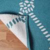 Superior Large Indoor Outdoor Area Rug, Modern Thin Striped Pattern, Home Decor, Patios, Entryway, Front Porch, Deck, Hallways, Kids, Kitchen, Floor Throw, Kadin Collection, 6′ x 9′, Navy Blue(Nakia – Turquoise)