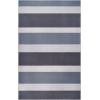 Superior Large Indoor Outdoor Area Rug, Modern Thin Striped Pattern, Home Decor, Patios, Entryway, Front Porch, Deck, Hallways, Kids, Kitchen, Floor Throw, Kadin Collection, 6′ x 9′, Navy Blue(Eisley – Grey)
