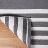 Superior Large Indoor Outdoor Area Rug, Modern Thin Striped Pattern, Home Decor, Patios, Entryway, Front Porch, Deck, Hallways, Kids, Kitchen, Floor Throw, Kadin Collection, 6′ x 9′, Navy Blue(Jadey – Grey)
