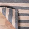 Superior Large Indoor Outdoor Area Rug, Modern Thin Striped Pattern, Home Decor, Patios, Entryway, Front Porch, Deck, Hallways, Kids, Kitchen, Floor Throw, Kadin Collection, 6′ x 9′, Navy Blue(Jadey – Beige)