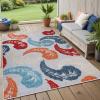 Superior Feather Indoor Outdoor Area Rug, Perfect for Patio, Poolside, Deck, Backyard, Playroom, Kitchen, Dining Room, Mudroom, Modern Bohemian Floor Cover, 8′ x 10′, Multicolor