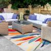 Superior Indoor Outdoor Area Rug, Perfect for Patio, Poolside, Backyard, Playroom, Kitchen, Dining Room, Entry, Mudroom, Floral Scroll Floor Cover, Petunia Collection, 5′ 6″ x 8′, Multicolor(Cream)