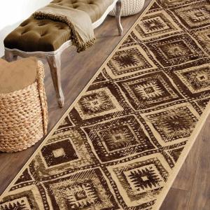 SUPERIOR Indoor Runner Area Rug with Jute Backing, Modern Floor Decor for Home Hallway, Living Room, Floor Cover, Entryway, Bedroom, Farmhouse Southwestern Diamonds – 2’7″x8′, Slate