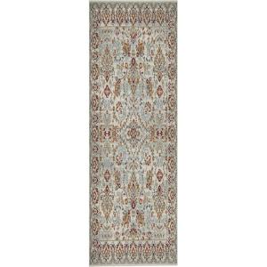 SUPERIOR Indoor Runner Rug Perfect for Hallways, Entryway, Office, Living/Dining Room, Kitchen, Hardwood, Tile, Jute Backed, Floral Paisley Rustic Decor, Jacinda Collection – 8ft x 10ft, Tan(Blue)