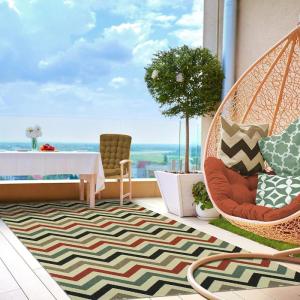 Superior Chevron Indoor Outdoor Area Rug, Modern Aesthetic, Floor Cover for Patio, Poolside, Playroom, Kitchen, Bedroom, Dining Room, Entry, Mudroom, Coastal Zig-Zag Rugs, 5′ x 8′,Brown Multi(Brown Multi)