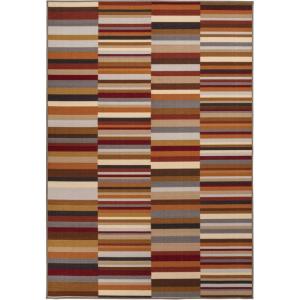 Superior Glenrowan Striped Outdoor Area Rug for Backyard Retreat, Beach House, Urban Garden, Patio, Veranda, Terrace, Washable Rugs, Pre-Coated Backing, Arden Kids Collection, 5′ x 8′, Gray(Multi-colored)