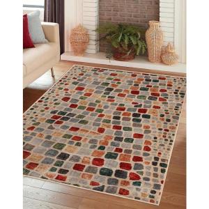 Superior Indoor Area Rug, Jute Backing, Abstract Cobblestone Decor, Plush Modern Rugs for Office, Living Room, Kitchen, Dining Room, Bedroom Floors, Dexter Collection, 8′ x 10′, Multicolor