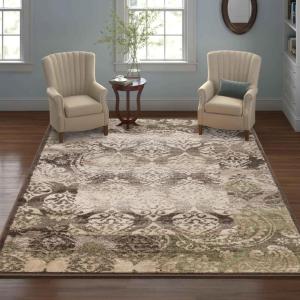 Superior Indoor Area Rug, Jute Backing, Geometric Paisley Floor Decor for Office, Living Room, Dining, Kitchen Floors, Bedroom, Entryway, Modern Rugs, Mystique Collection, 4′ x 6′, Brown